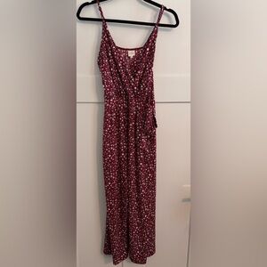 Kaileigh Burgundy Floral Wide Leg Jumpsuit
